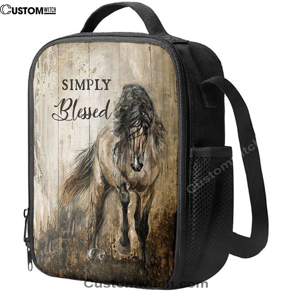 Running Horse Simply Blessed Lunch Bag, Bible Verse Lunch Bag For Men And Women