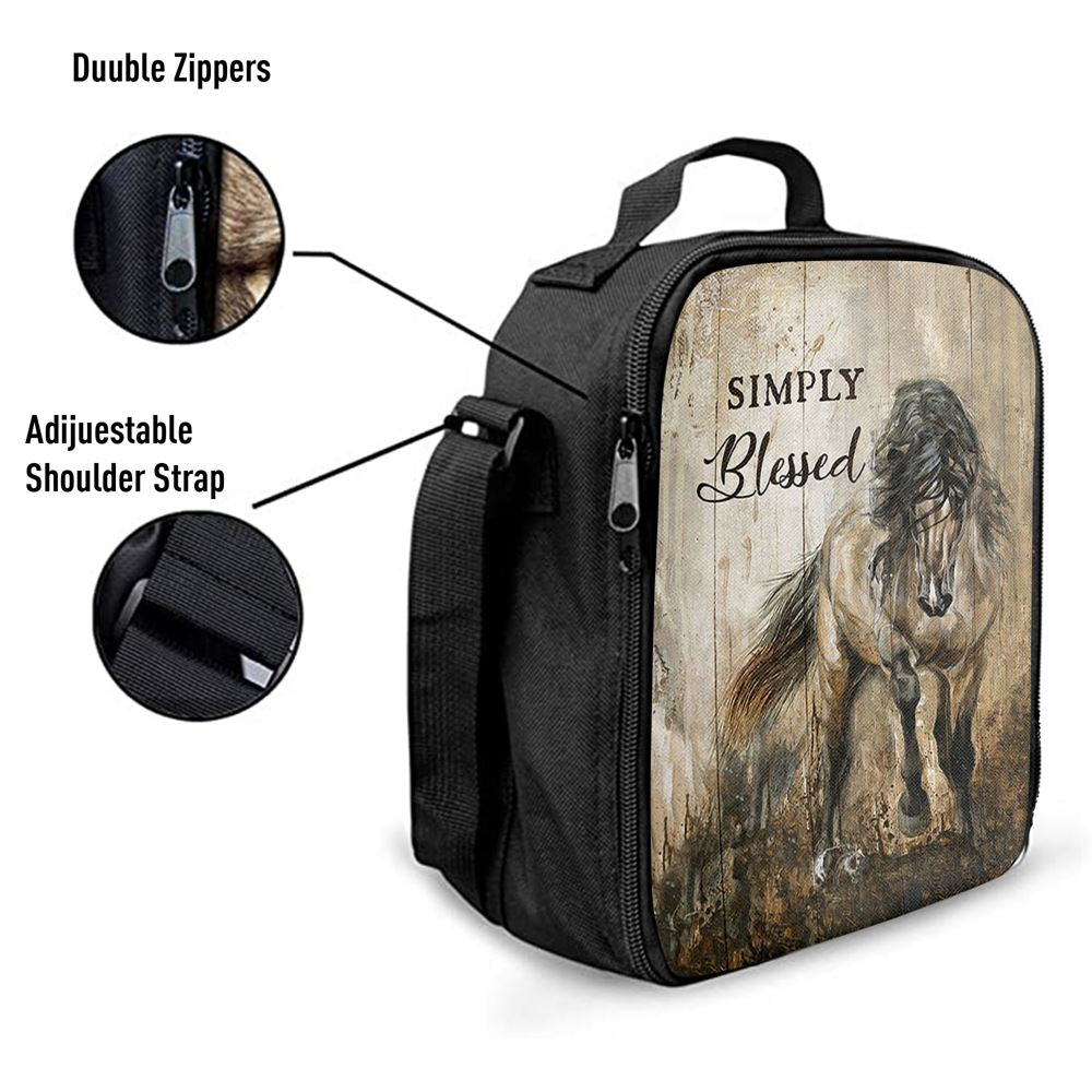 Running Horse Simply Blessed Lunch Bag, Bible Verse Lunch Bag For Men And Women