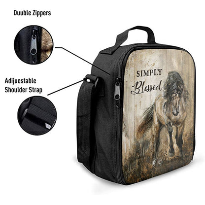 Running Horse Simply Blessed Lunch Bag, Bible Verse Lunch Bag For Men And Women