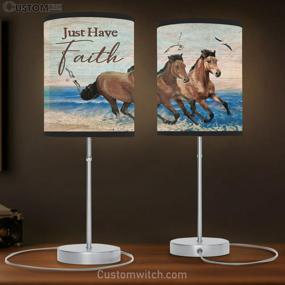Running horses Just have faith Table Lamb Gift - Bible Verse Table Lamb - Religious Bedroom Decor