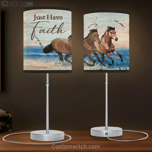 Running horses Just have faith Table Lamb Gift - Bible Verse Table Lamb - Religious Bedroom Decor