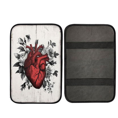 Rustic Floral Heart Car Armrest Pad - Gift For Nurse, Doctor, Rn, Physician Assistant, Women, Christian Gift Car Armrest Pad