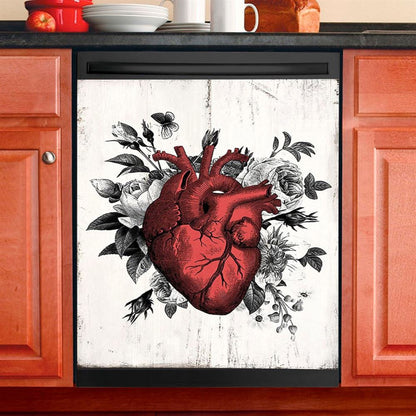 Rustic Floral Heart Dishwasher Cover, Decoration Kitchen, Gift For Nurse, Doctor, Rn, Physician Assistant, Women