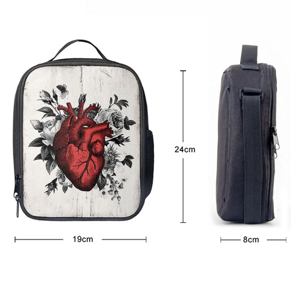 Rustic Floral Heart Lunch Bag, Gift For Nurse, Doctor, Rn, Physician Assistant, Women, Bible Verse Lunch Bag For Men And Women