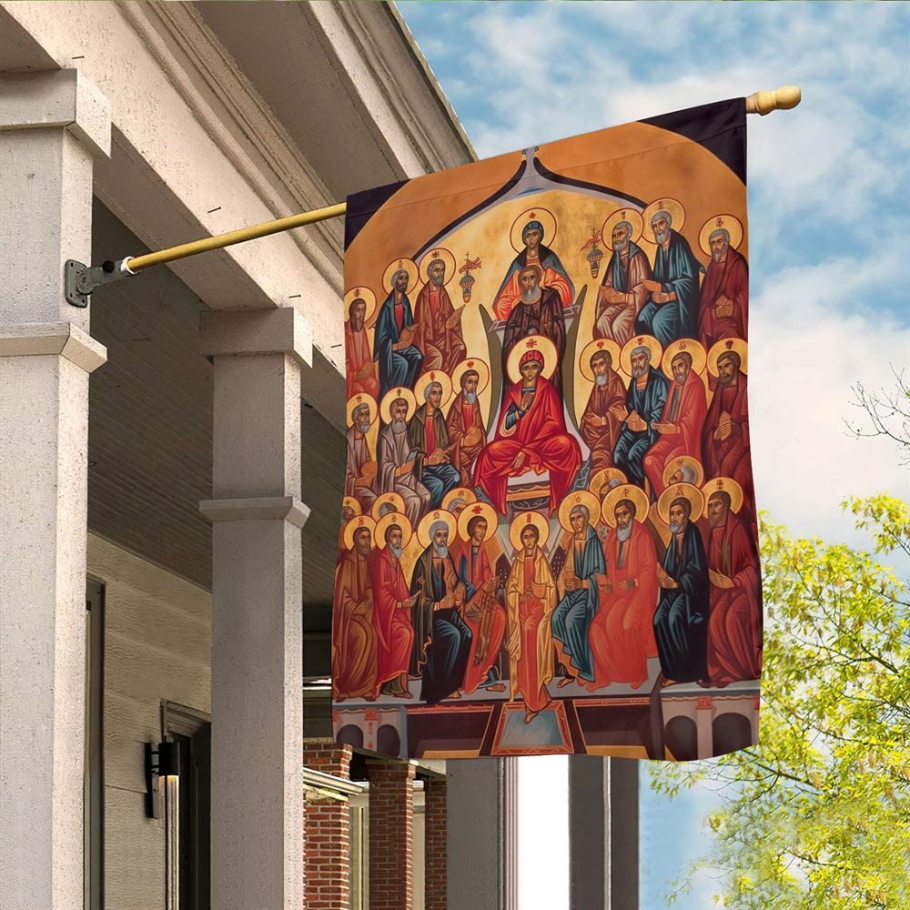 Sacred Assembly An Orthodox Icon Flag, Christian Christmas House Flag, Christmas Outdoor Decor Ideas
