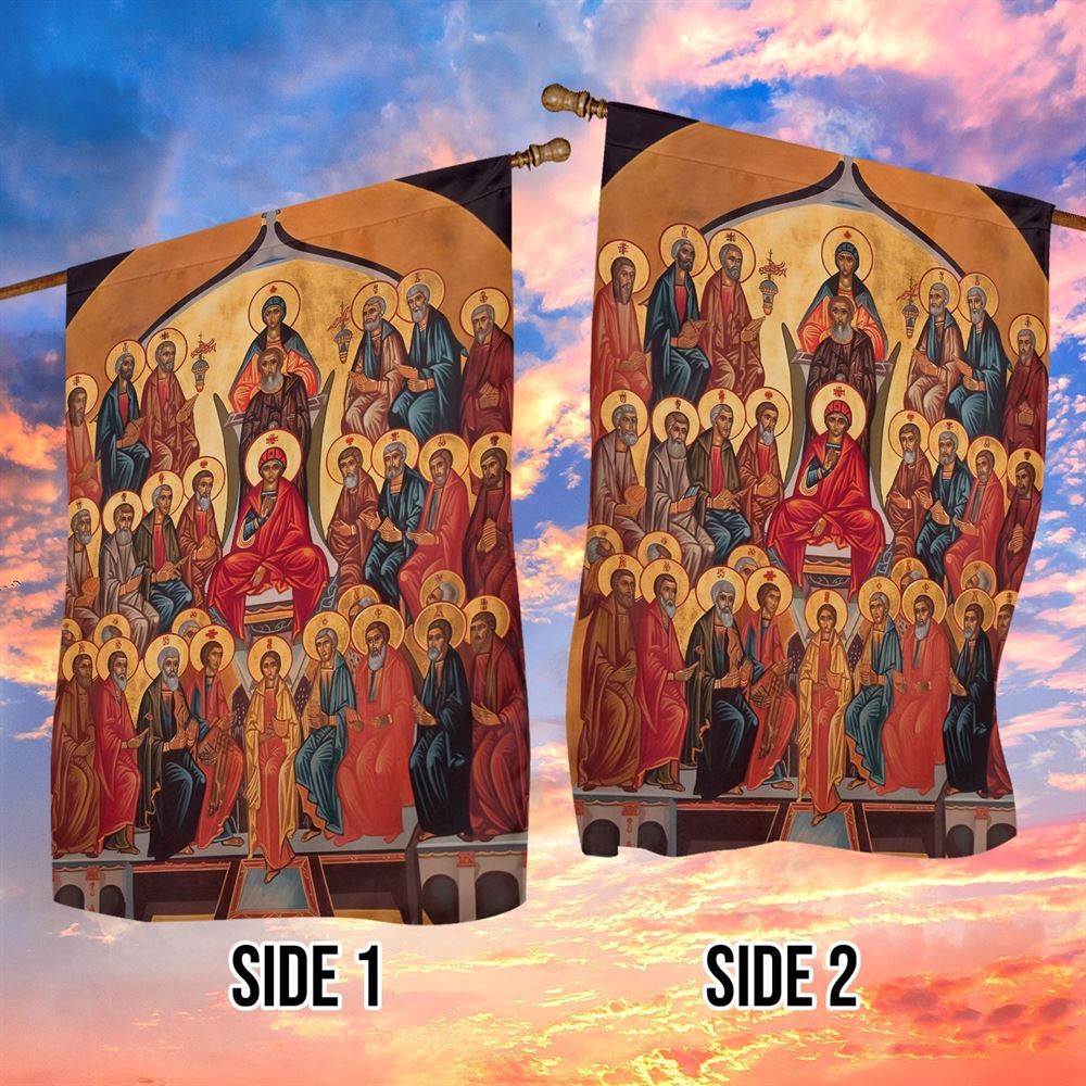 Sacred Assembly An Orthodox Icon Flag, Christian Christmas House Flag, Christmas Outdoor Decor Ideas