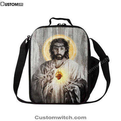 Sacred Heart Of Jesus Lunch Bag, Bible Verse Lunch Bag For Men And Women