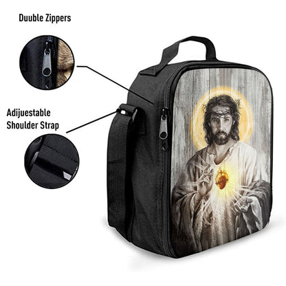 Sacred Heart Of Jesus Lunch Bag, Bible Verse Lunch Bag For Men And Women