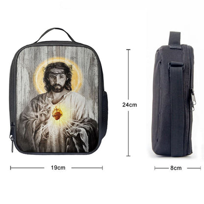 Sacred Heart Of Jesus Lunch Bag, Bible Verse Lunch Bag For Men And Women