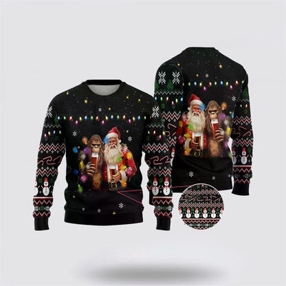Santa Beer Christmass Ugly Christmas Sweater, Best Gift For Holiday, Christmas Crewneck Sweater, Christmas Winter Fashion