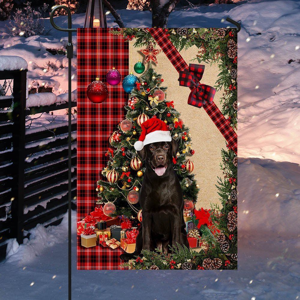 Santa Chocolate Labrador Flag, Christmas Dog Garden Flag, Christmas Gifts For Pet, Christmas Outdoor Decor Ideas