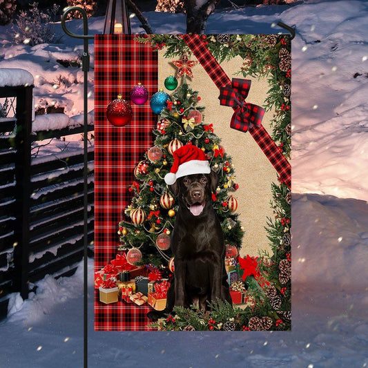 Santa Chocolate Labrador Flag, Christmas Dog Garden Flag, Christmas Gifts For Pet, Christmas Outdoor Decor Ideas