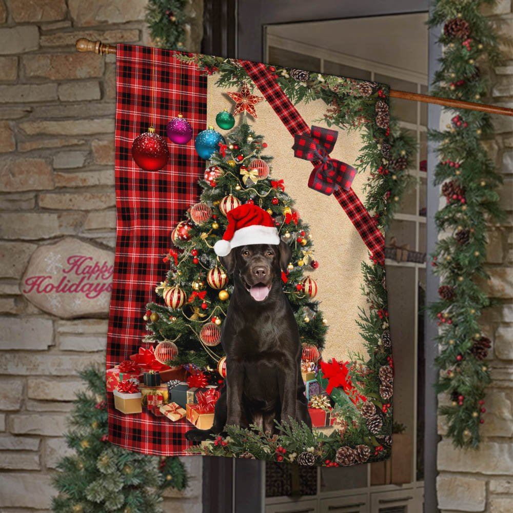Santa Chocolate Labrador Flag, Christmas Dog Garden Flag, Christmas Gifts For Pet, Christmas Outdoor Decor Ideas