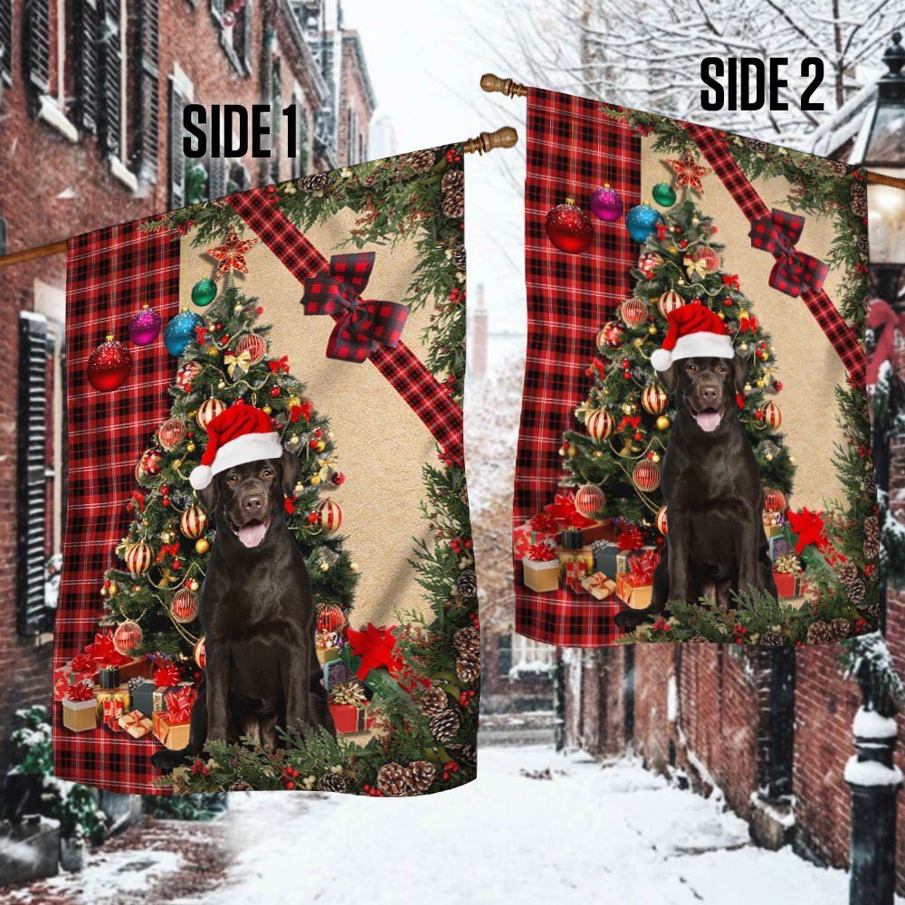 Santa Chocolate Labrador Flag, Christmas Dog Garden Flag, Christmas Gifts For Pet, Christmas Outdoor Decor Ideas