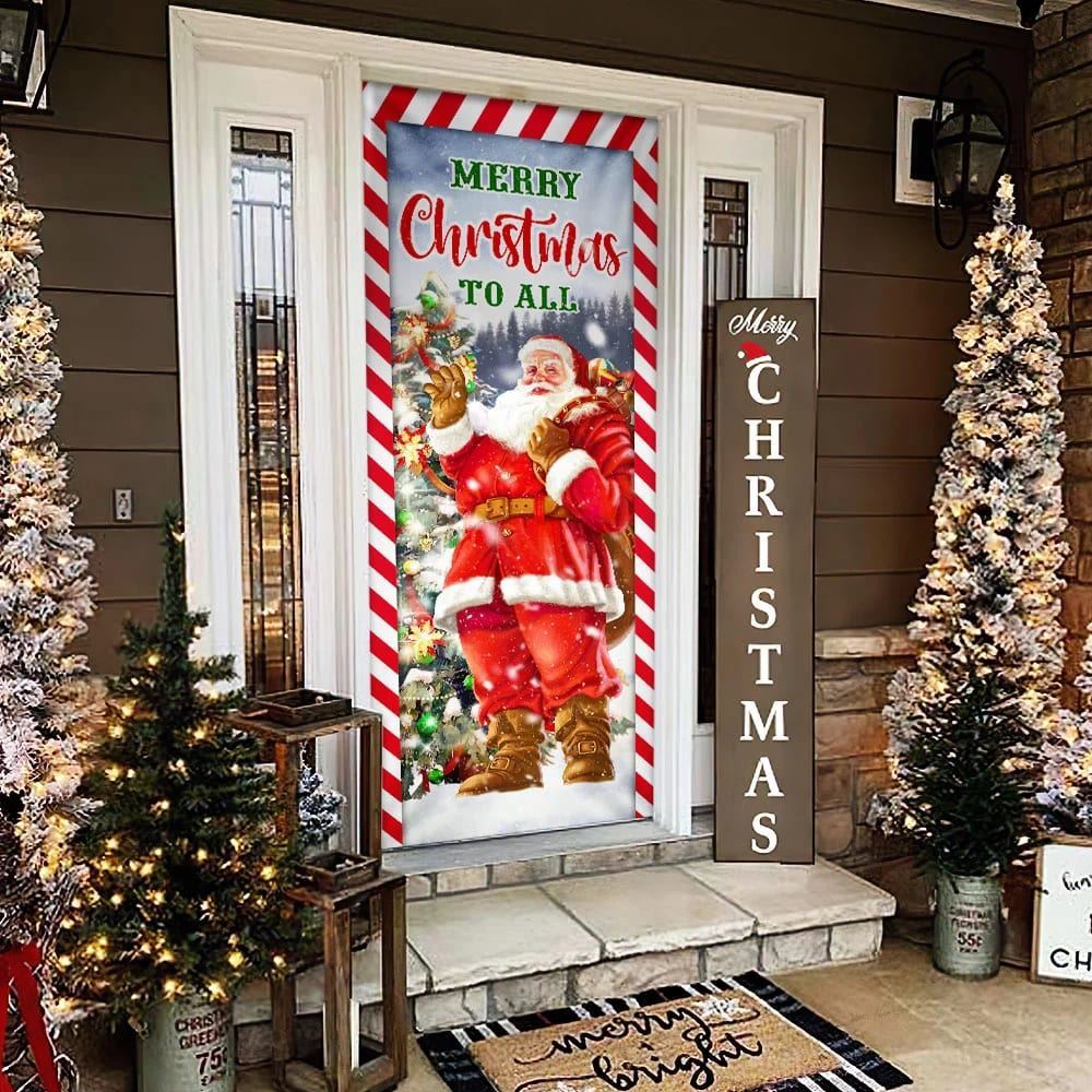 Santa Claus Christmas Door Cover, Merry Christmas To All, Christmas Door Knob Covers, Christmas Outdoor Decoration