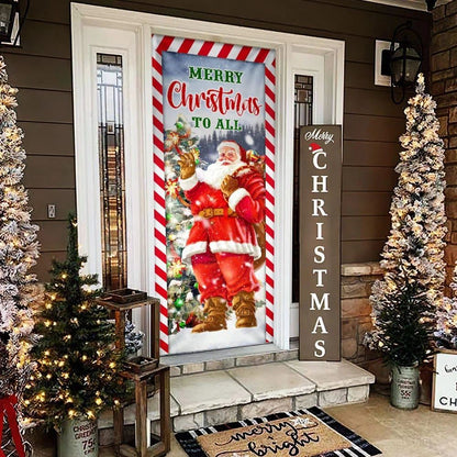 Santa Claus Christmas Door Cover, Merry Christmas To All, Christmas Door Knob Covers, Christmas Outdoor Decoration