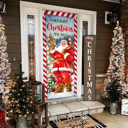 Santa Claus Christmas Door Cover, Merry Christmas To All, Christmas Door Knob Covers, Christmas Outdoor Decoration