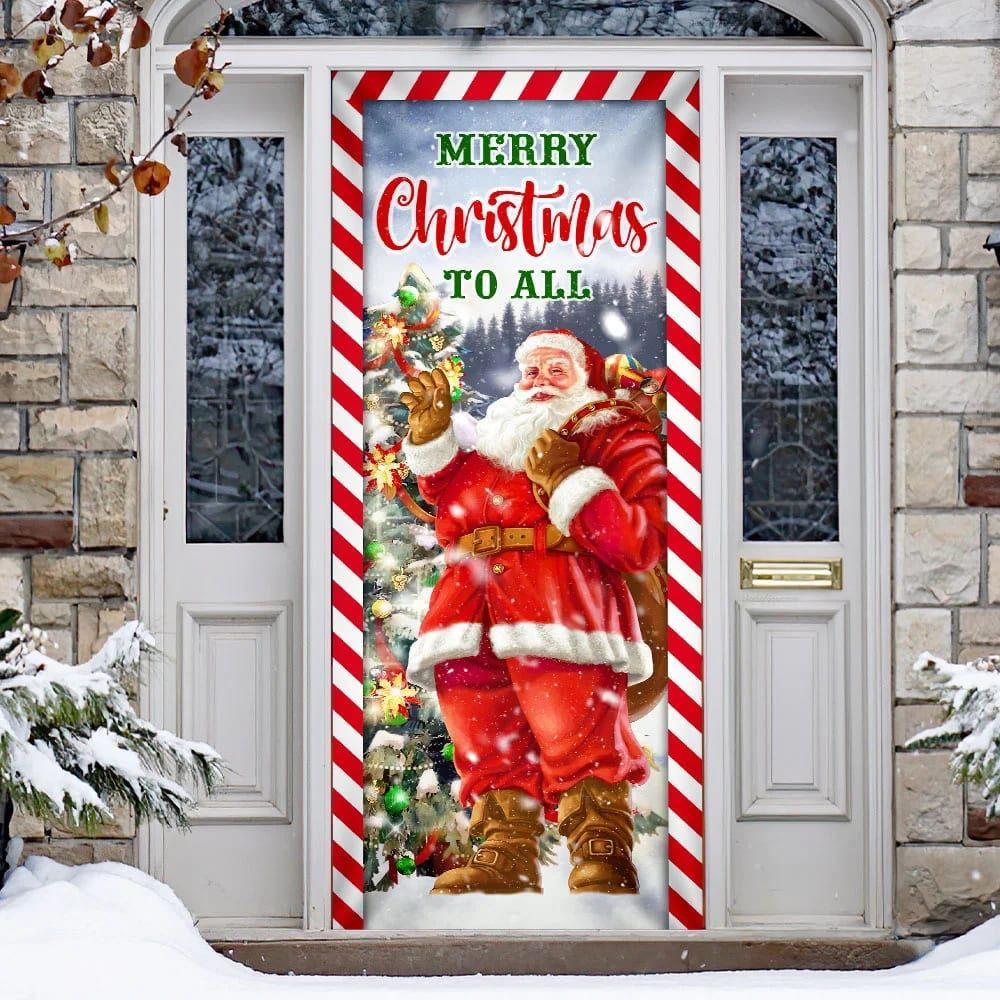 Santa Claus Christmas Door Cover, Merry Christmas To All, Christmas Door Knob Covers, Christmas Outdoor Decoration