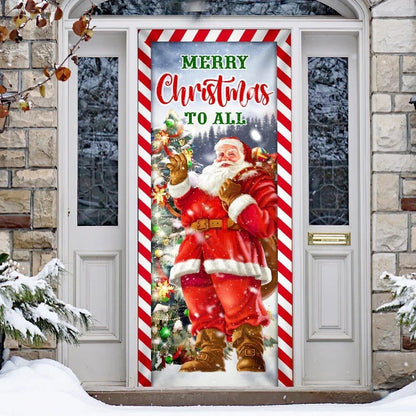 Santa Claus Christmas Door Cover, Merry Christmas To All, Christmas Door Knob Covers, Christmas Outdoor Decoration