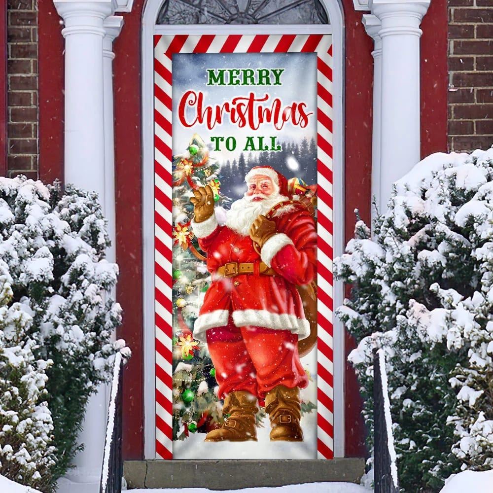 Santa Claus Christmas Door Cover, Merry Christmas To All, Christmas Door Knob Covers, Christmas Outdoor Decoration