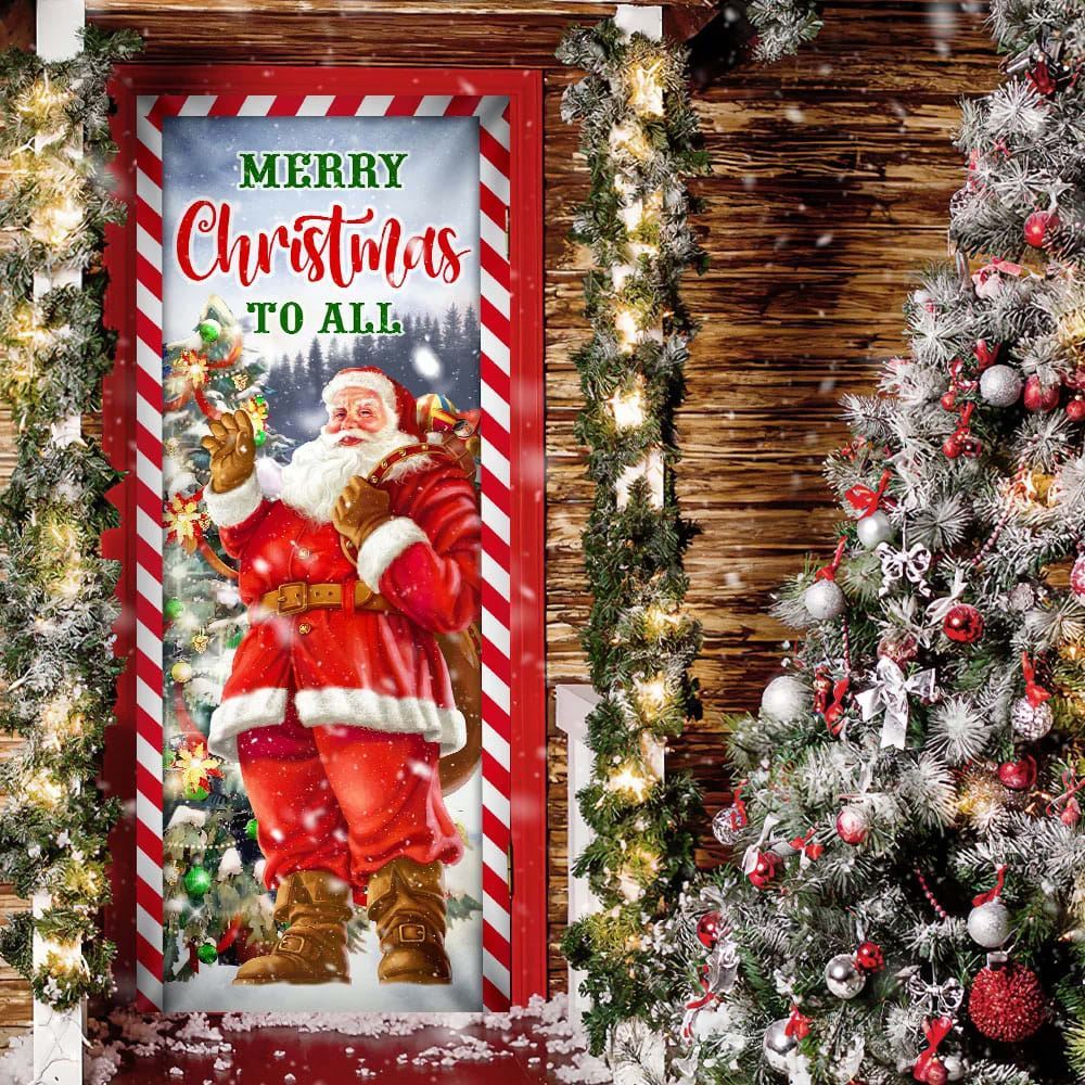 Santa Claus Christmas Door Cover, Merry Christmas To All, Christmas Door Knob Covers, Christmas Outdoor Decoration