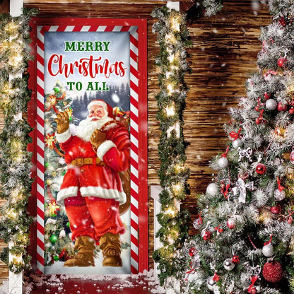 Santa Claus Christmas Door Cover, Merry Christmas To All, Christmas Door Knob Covers, Christmas Outdoor Decoration