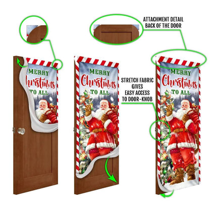 Santa Claus Christmas Door Cover, Merry Christmas To All, Christmas Door Knob Covers, Christmas Outdoor Decoration