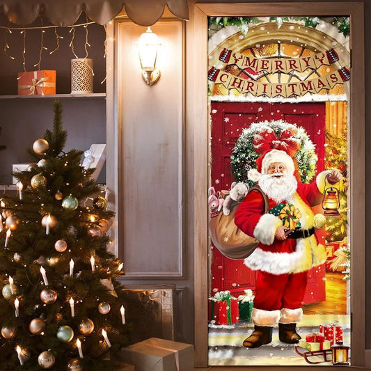 Santa Claus Christmas Door cover Home Decor, Christmas Door Knob Covers, Christmas Outdoor Decoration