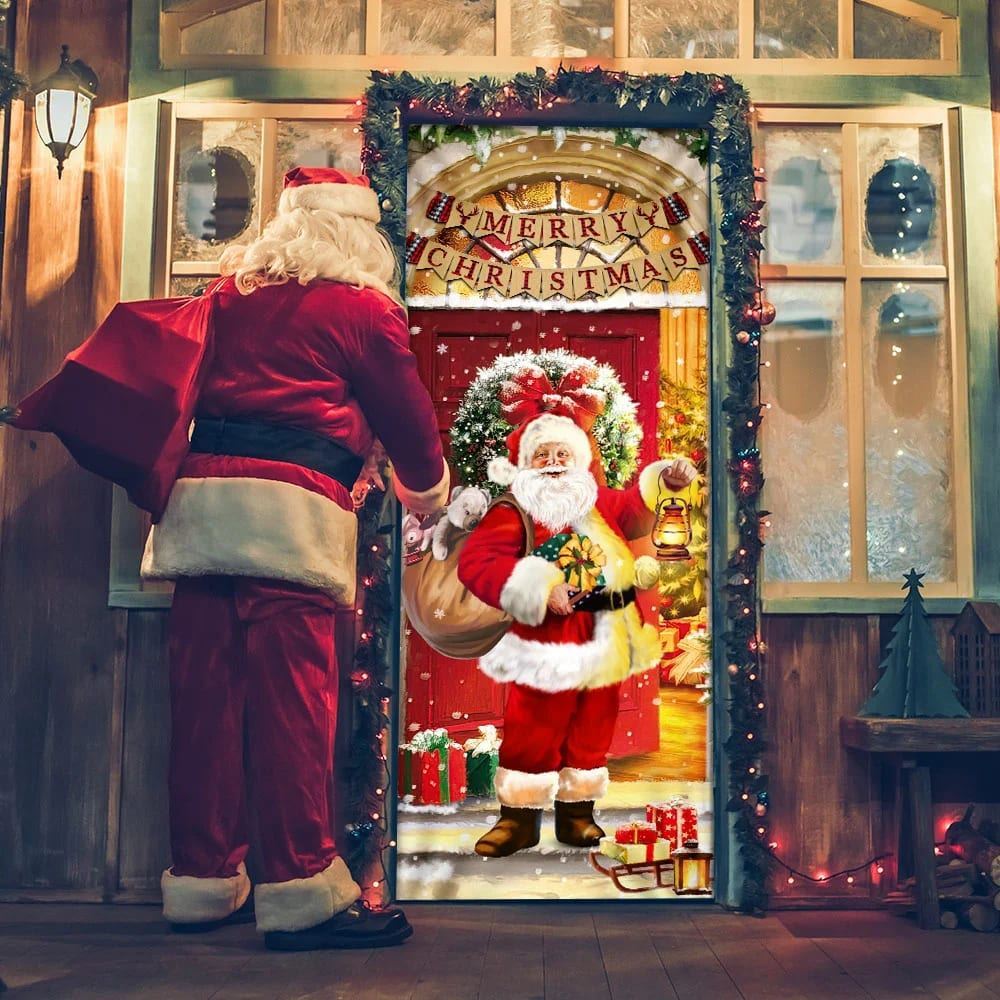 Santa Claus Christmas Door cover Home Decor, Christmas Door Knob Covers, Christmas Outdoor Decoration