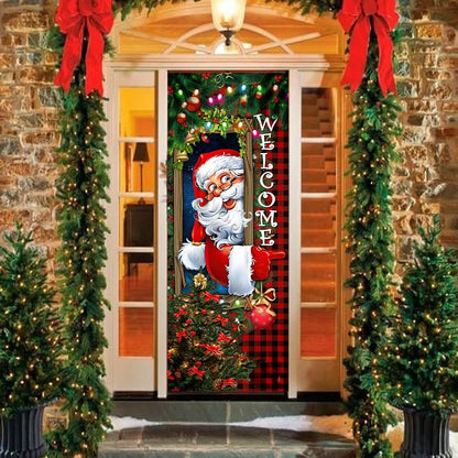 Santa Claus Christmas Is Coming Door Cover, Merry Christmas Door Cover, Christmas Door Knob Covers, Christmas Outdoor Decoration