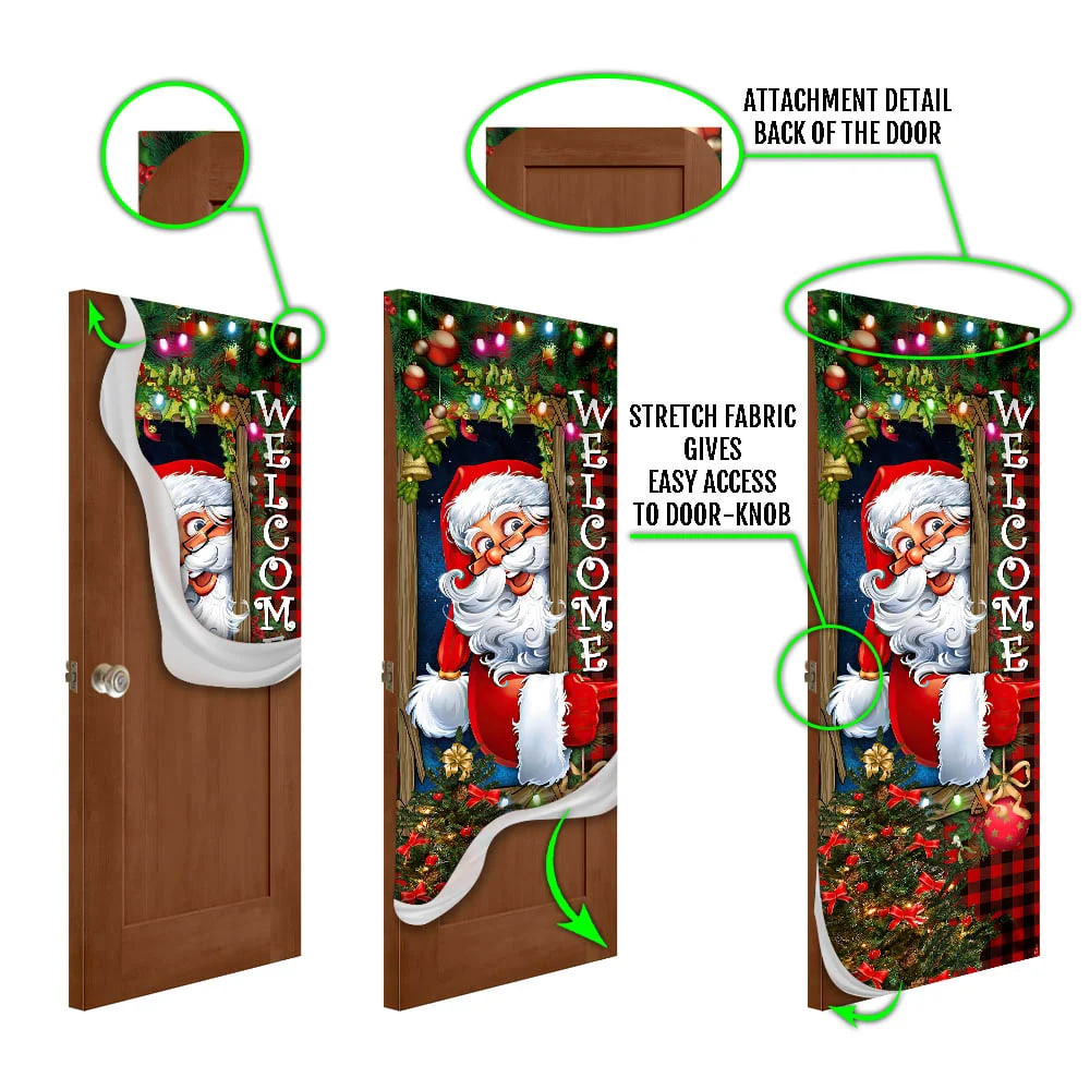 Santa Claus Christmas Is Coming Door Cover, Merry Christmas Door Cover, Christmas Door Knob Covers, Christmas Outdoor Decoration