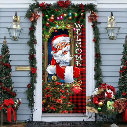 Santa Claus Christmas Is Coming Door Cover, Merry Christmas Door Cover, Christmas Door Knob Covers, Christmas Outdoor Decoration