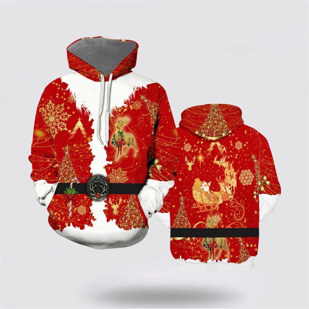 Santa Claus Costume for Christmas Cool All Over Print 3D Hoodie For Men & Women, Christmas Hoodie Cute, Christmas Gift, Christmas Fashion