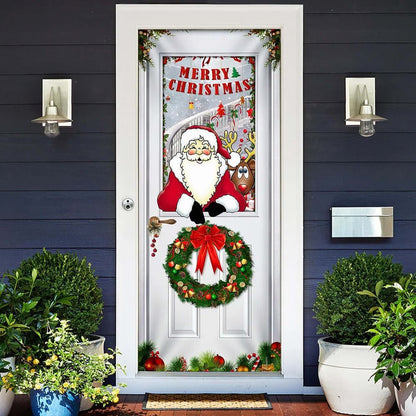 Santa Claus Door Cover, Christmas Door Knob Covers, Christmas Outdoor Decoration