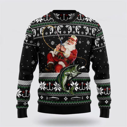 Santa Claus Fishing Ugly Christmas Sweater, Best Gift For Holiday, Christmas Crewneck Sweater, Christmas Winter Fashion