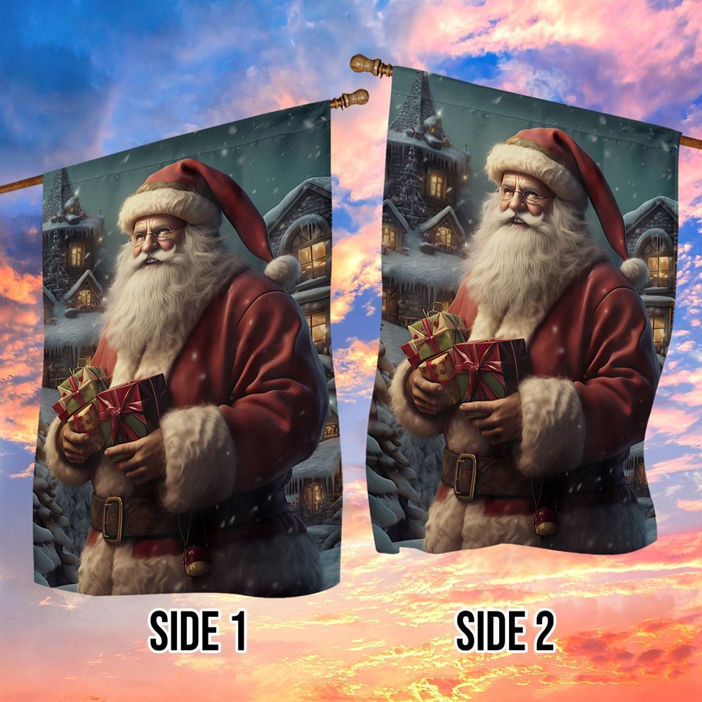 Santa Claus Holding Christmas Gifts Flag, Christmas Garden Flag, Home Decor Accessories, Christmas Outdoor Decor Ideas