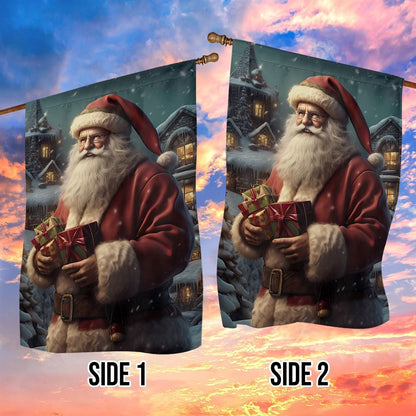 Santa Claus Holding Christmas Gifts Flag, Christmas Garden Flag, Home Decor Accessories, Christmas Outdoor Decor Ideas