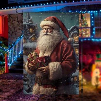 Santa Claus Holding Christmas Gifts Flag, Christmas Garden Flag, Home Decor Accessories, Christmas Outdoor Decor Ideas