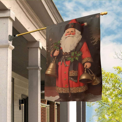 Santa Claus Is Holding Bells In His Hand Flag, Christmas Garden Flag, Home Decor Accessories, Christmas Outdoor Decor Ideas