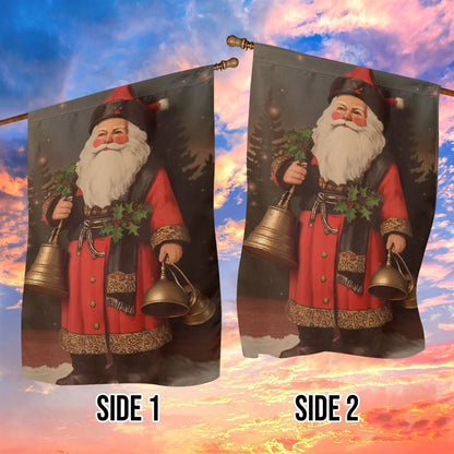 Santa Claus Is Holding Bells In His Hand Flag, Christmas Garden Flag, Home Decor Accessories, Christmas Outdoor Decor Ideas