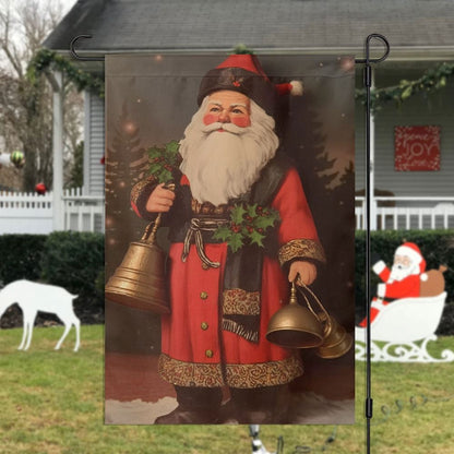 Santa Claus Is Holding Bells In His Hand Flag, Christmas Garden Flag, Home Decor Accessories, Christmas Outdoor Decor Ideas