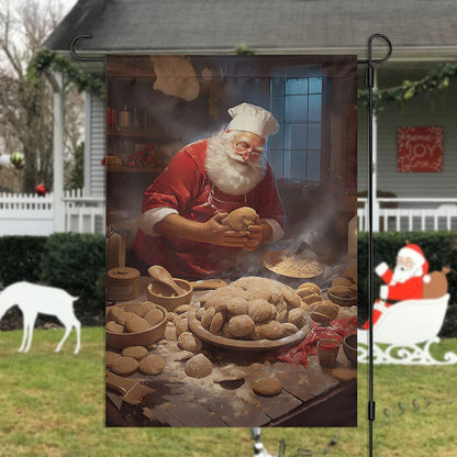 Santa Claus Is Making Cookies Flag, Christmas Garden Flag, Home Decor Accessories, Christmas Outdoor Decor Ideas