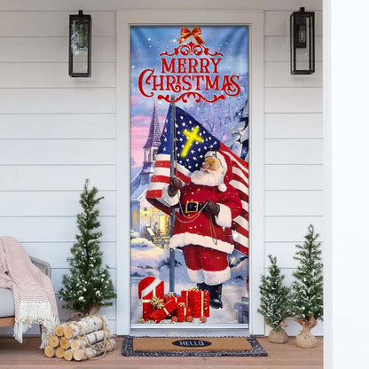 Santa Claus Merry Christmas Door Cover, Christmas Door Knob Covers, Christmas Outdoor Decoration