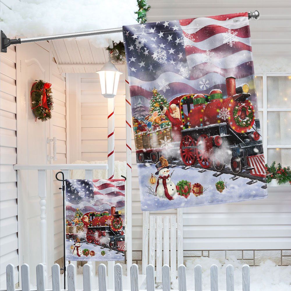 Santa Claus On the Christmas Train American Flag, Christmas Garden Flag, Home Decor Accessories, Christmas Outdoor Decor Ideas