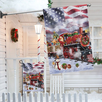 Santa Claus On the Christmas Train American Flag, Christmas Garden Flag, Home Decor Accessories, Christmas Outdoor Decor Ideas