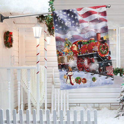 Santa Claus On the Christmas Train American Flag, Christmas Garden Flag, Home Decor Accessories, Christmas Outdoor Decor Ideas