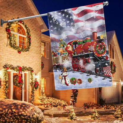 Santa Claus On the Christmas Train American Flag, Christmas Garden Flag, Home Decor Accessories, Christmas Outdoor Decor Ideas