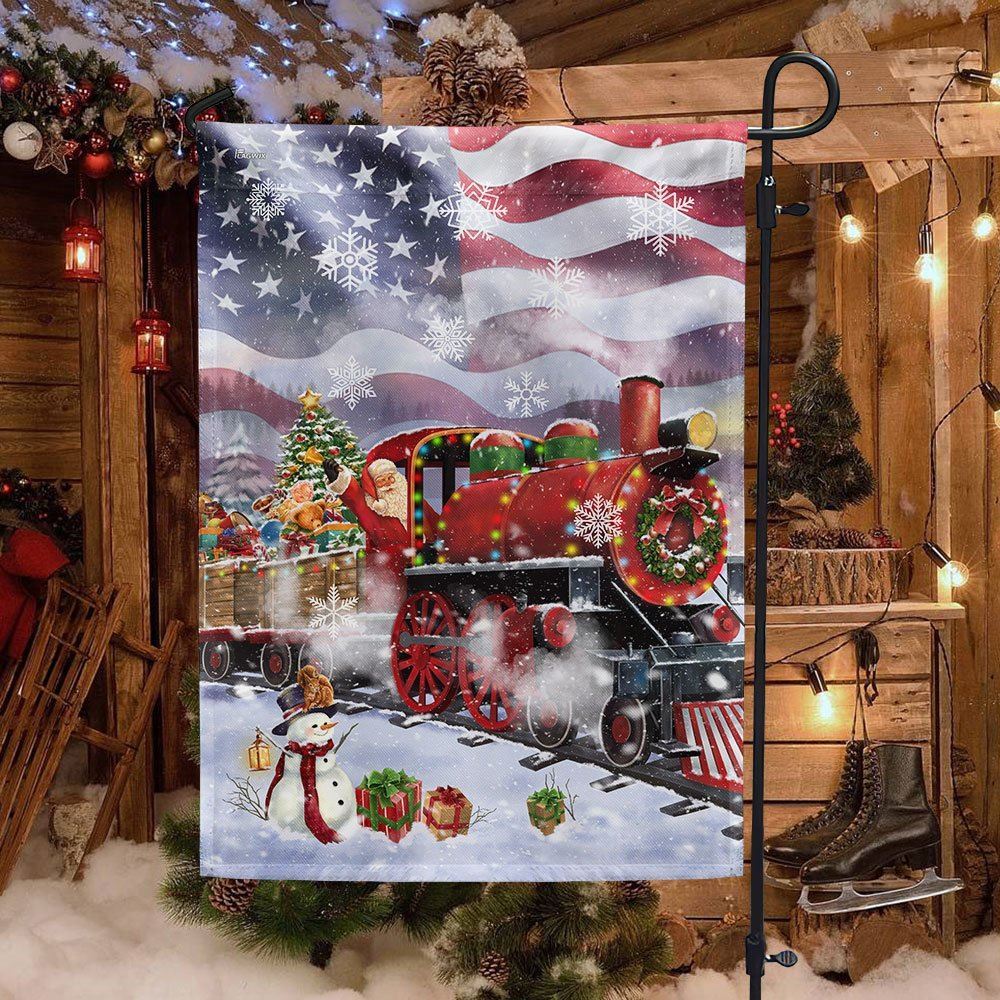 Santa Claus On the Christmas Train American Flag, Christmas Garden Flag, Home Decor Accessories, Christmas Outdoor Decor Ideas