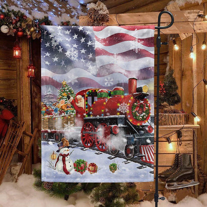 Santa Claus On the Christmas Train American Flag, Christmas Garden Flag, Home Decor Accessories, Christmas Outdoor Decor Ideas