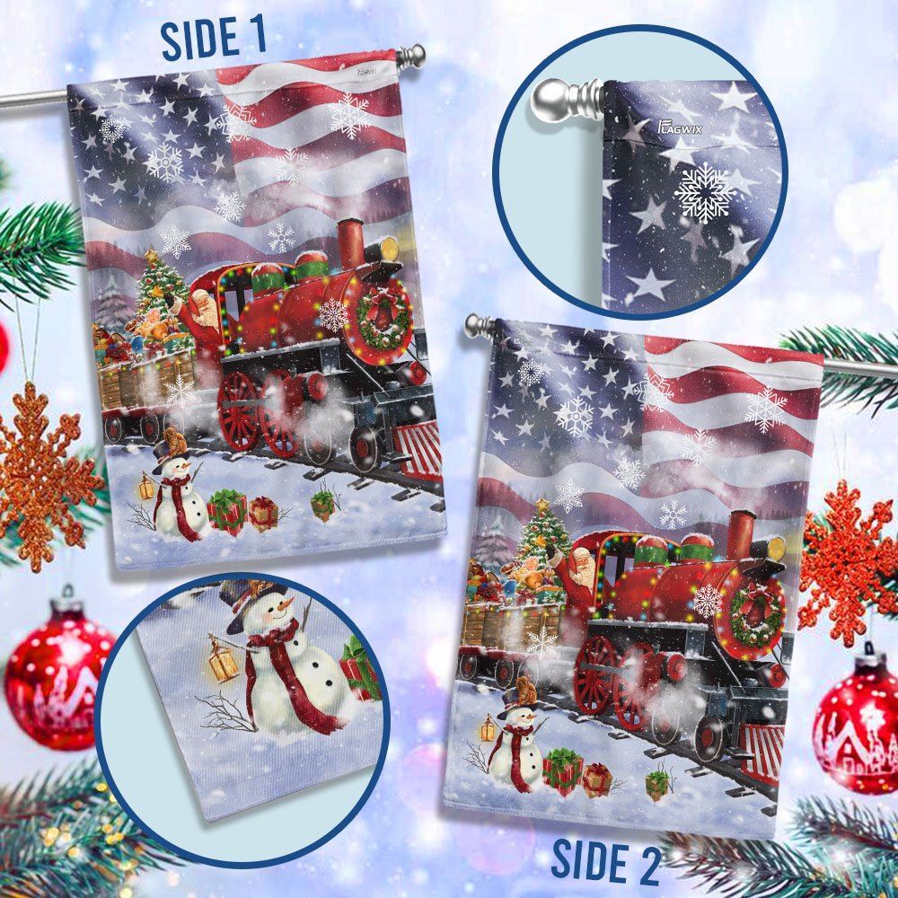 Santa Claus On the Christmas Train American Flag, Christmas Garden Flag, Home Decor Accessories, Christmas Outdoor Decor Ideas